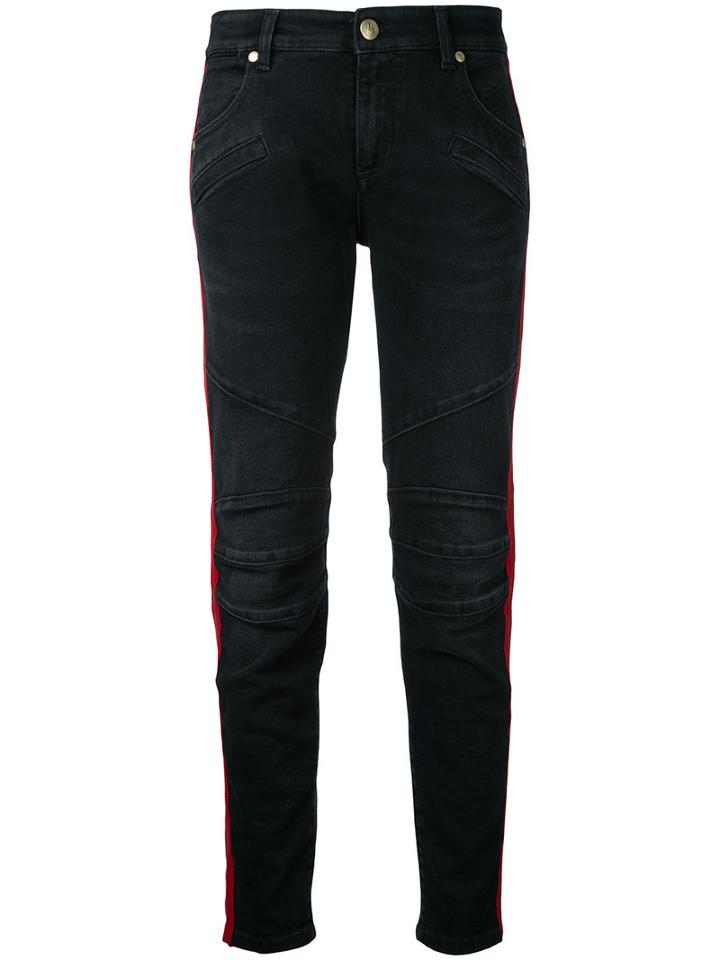 Pierre Balmain - Side Stripe Skinny Jeans - Women - Cotton/spandex/elastane - 28, Black, Cotton/spandex/elastane