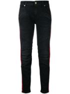 Pierre Balmain - Side Stripe Skinny Jeans - Women - Cotton/spandex/elastane - 28, Black, Cotton/spandex/elastane