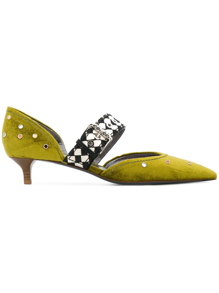 Bottega Veneta Chamomile Chenille D'orsay Kitten Heel - Yellow &