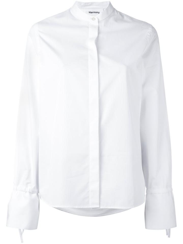 Harmony Paris Band Collar Shirt, Women's, Size: Medium, White, Cotton