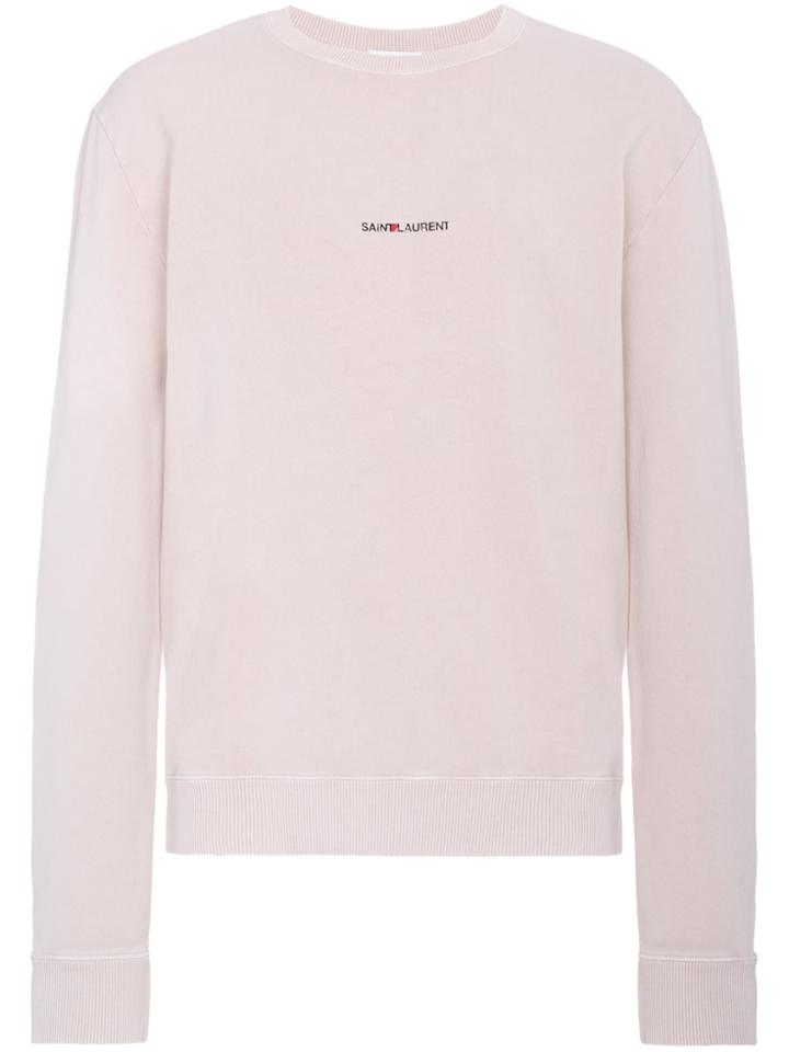 Saint Laurent Logo Print Sweatshirt - Pink & Purple
