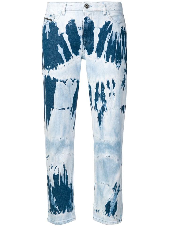 Diesel Black Gold Straight Jeans In Tie-dye Denim - Blue