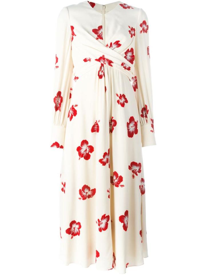 Saint Laurent Printed Crossover Bodice Dress