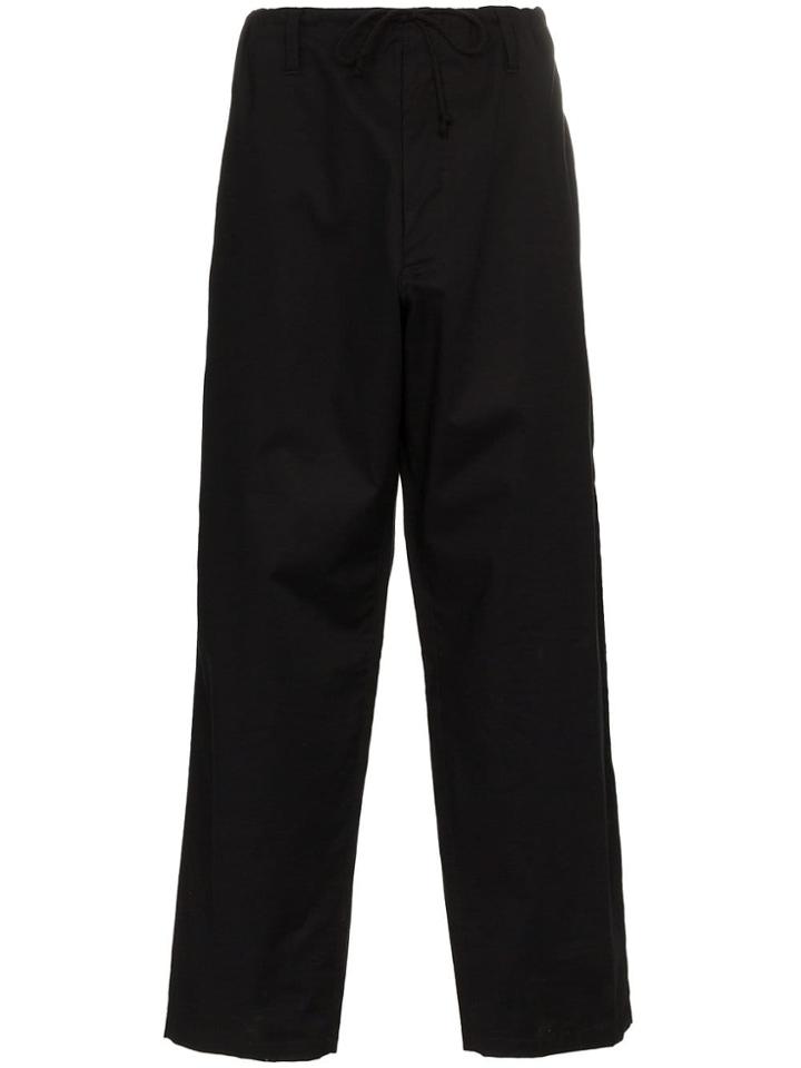 Yohji Yamamoto Black Wide-leg Drawstring Trousers