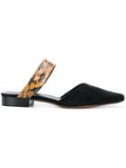 Neous Pointed Strap Mules - Black