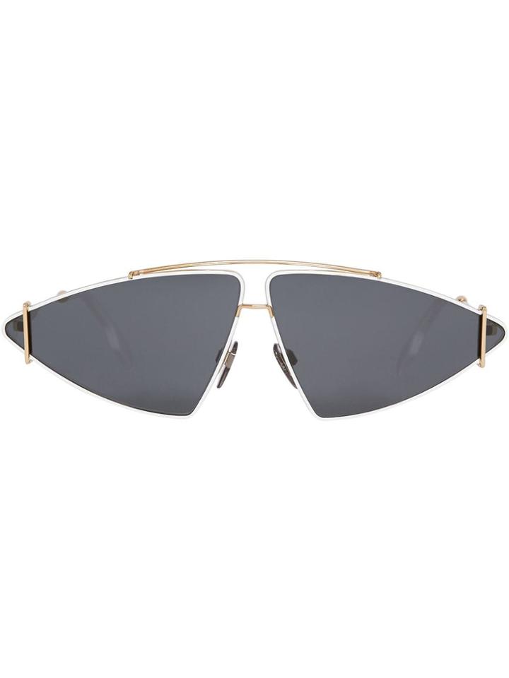 Burberry Gold-plated Triangular Frame Sunglasses - White
