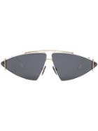Burberry Gold-plated Triangular Frame Sunglasses - White