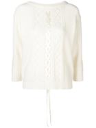 Blugirl Lace-up Detail Perforated Jumper - White