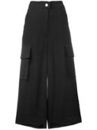 Mm6 Maison Margiela Wide Leg Cropped Pants - Black