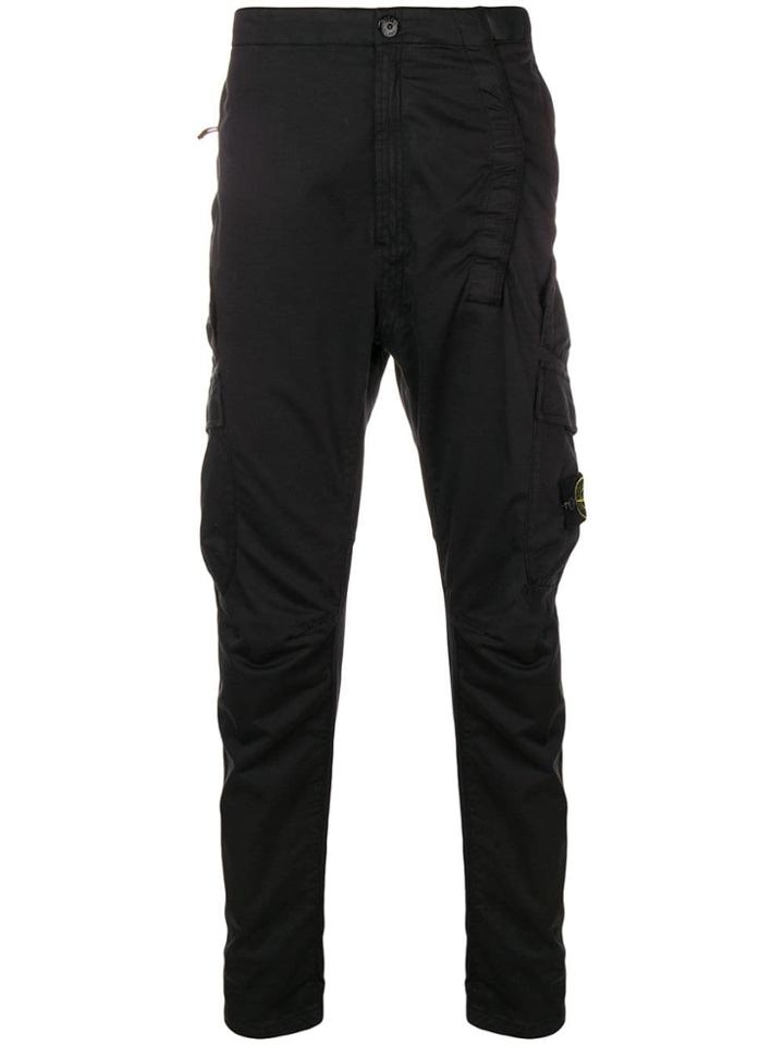 Stone Island Tapered Cargo Trousers - Black