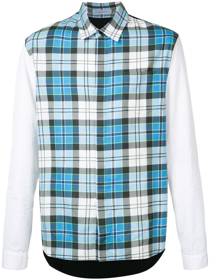 J.w.anderson - Checked Shirt - Men - Cotton/polyamide/polyurethane/viscose - 52, Blue, Cotton/polyamide/polyurethane/viscose