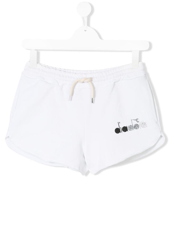 Diadora Junior Branded Track Shorts - White