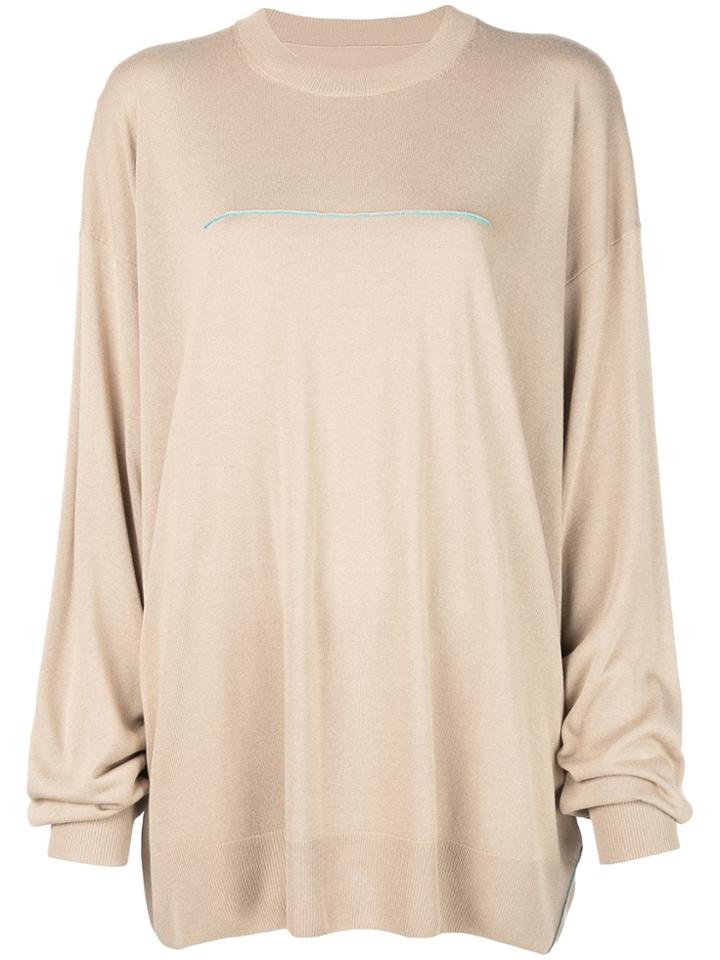 Mm6 Maison Margiela Oversized Longline Sweater - Brown