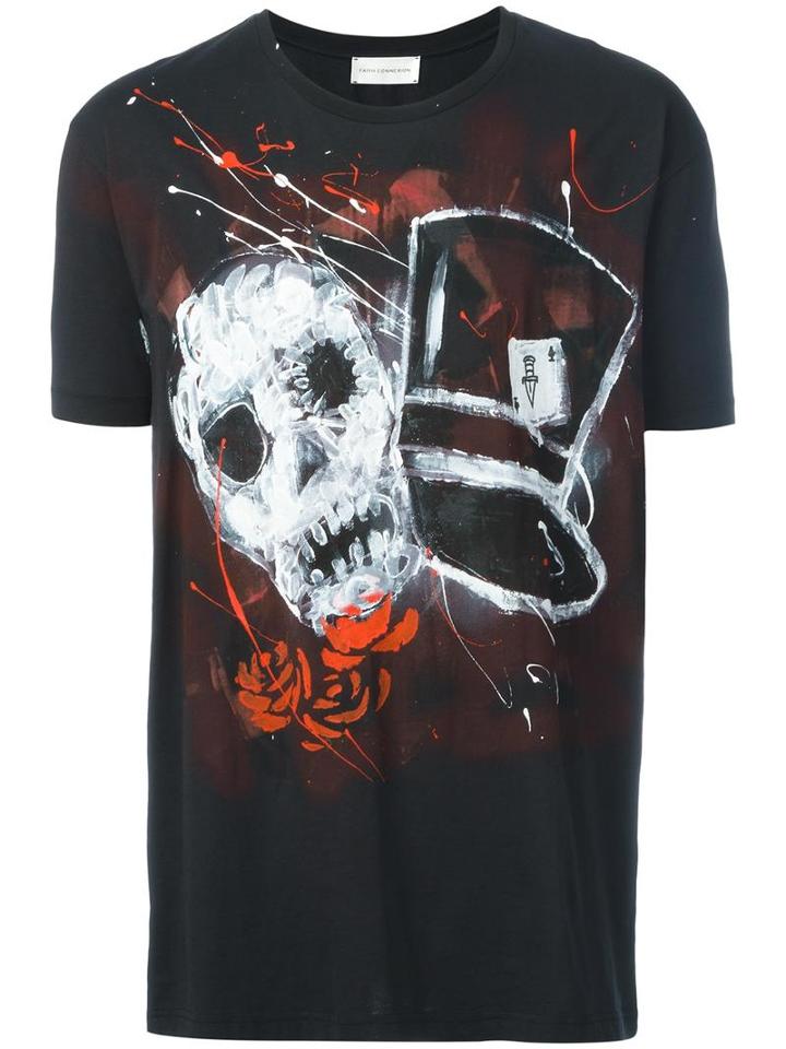 Faith Connexion Skull Print T-shirt, Men's, Size: Medium, Black, Cotton