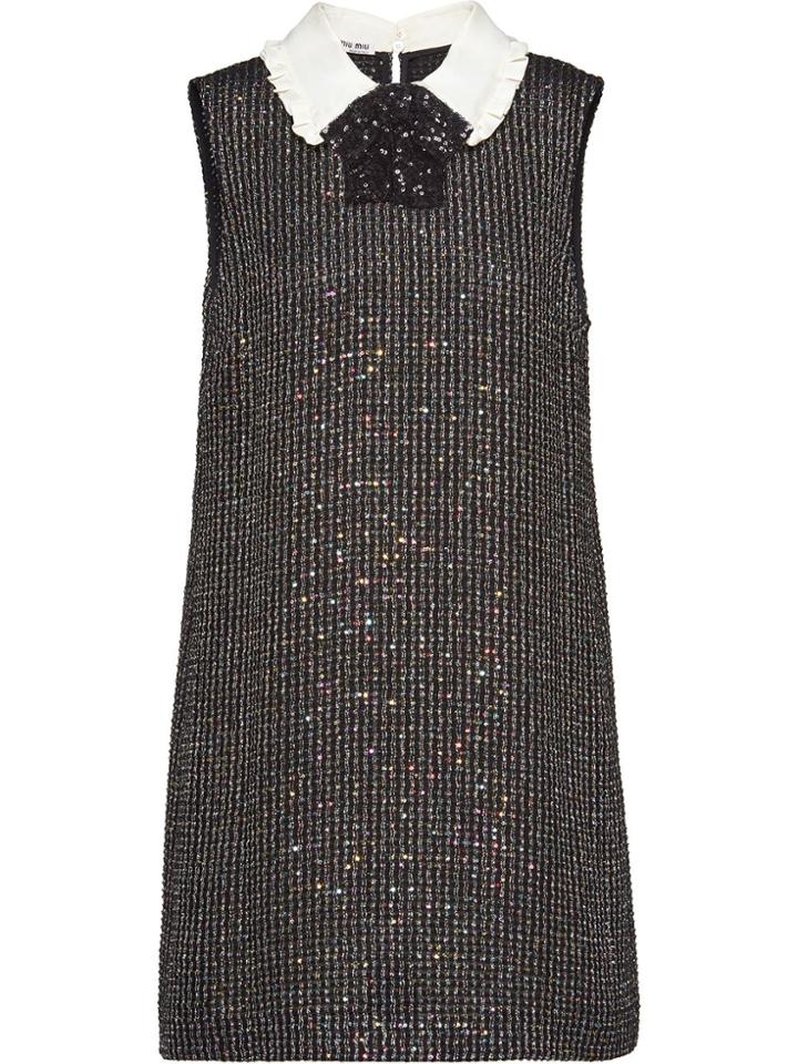 Miu Miu Sequinned Bouclé Dress - Black