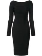 Hervé Léger Fitted Midi Dress - Black