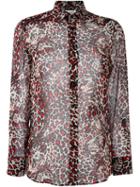 Saint Laurent Leopard Print Shirt, Women's, Size: 40, Black, Silk