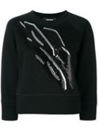Dsquared2 Tiger Flash Cropped Sequin Sweatshirt, Women's, Size: Small, Black, Polyurethane/viscose