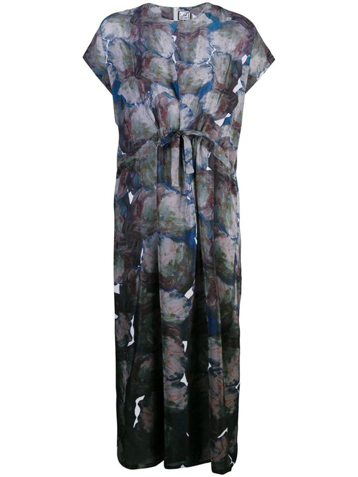Anntian Printed Gathered Front Midi Dress - Purple