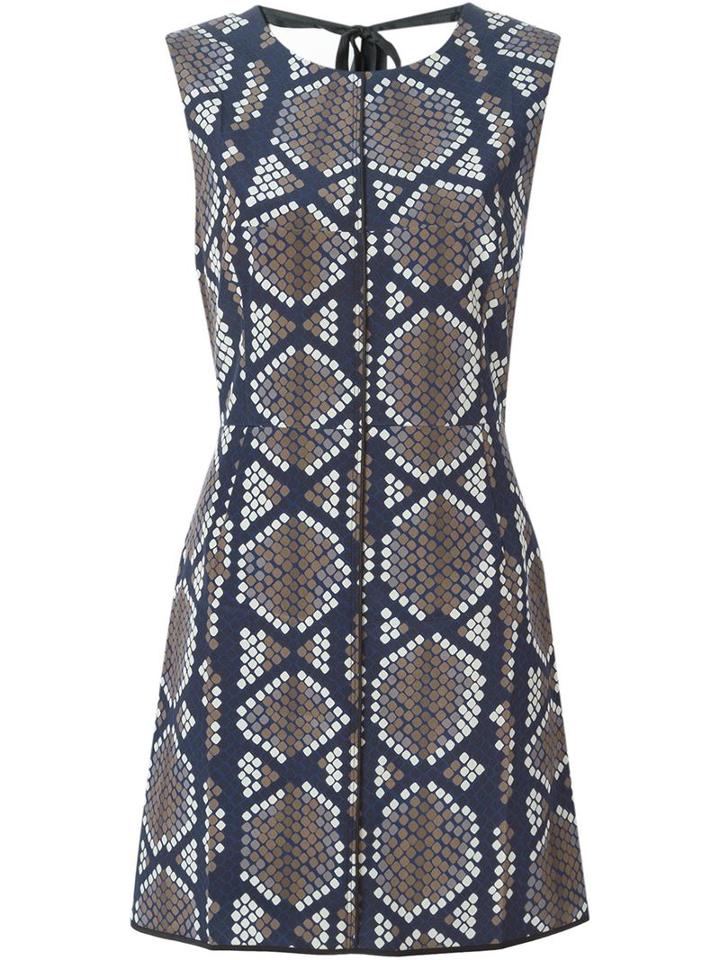 Marc Jacobs Printed Panel Dress, Women's, Size: 2, Blue, Silk