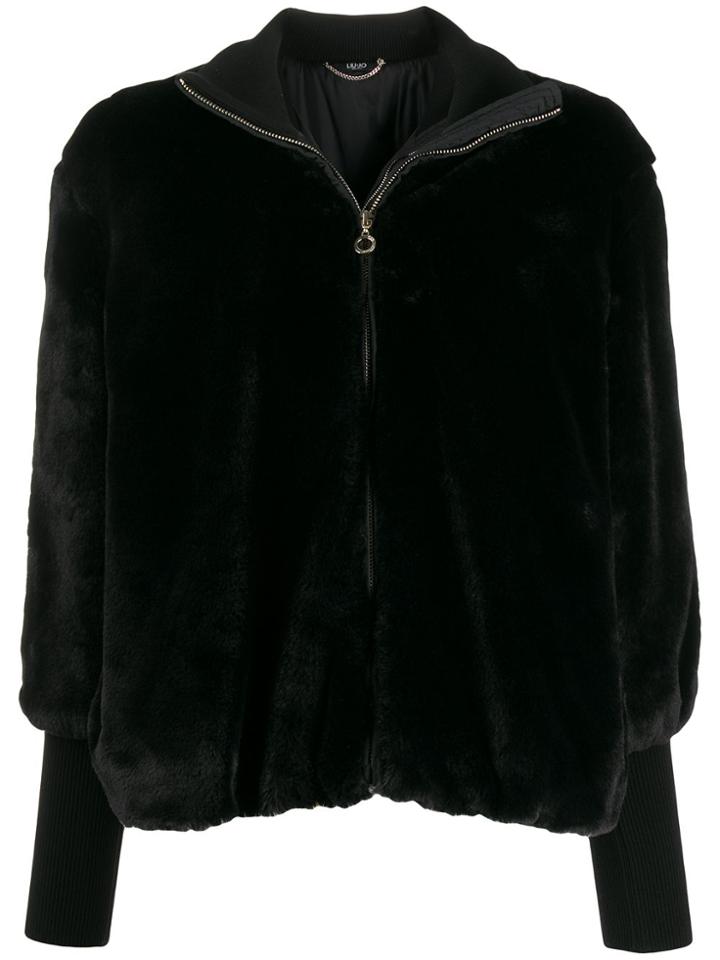 Liu Jo Side Logo Stripe Textured Jacket - Black