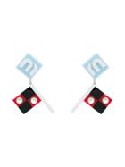 Miu Miu Crystal Logo Flag Earrings - Yellow & Orange