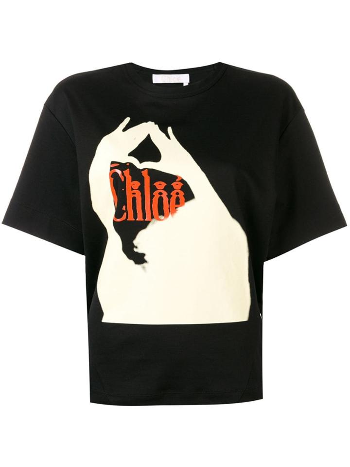 Chloé Logo Print T-shirt - Black