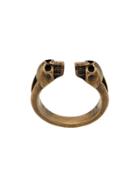 Alexander Mcqueen Twin Skull Ring - Gold