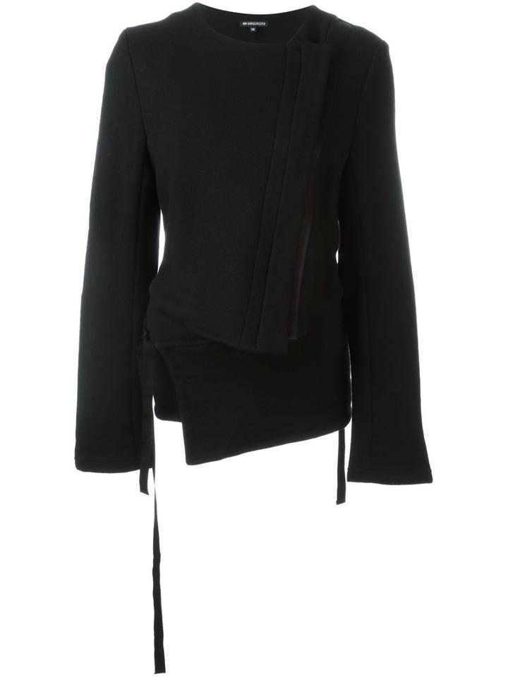 Ann Demeulemeester Layered Biker Jacket, Women's, Size: 40, Black, Wool