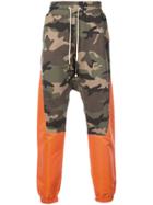 Mostly Heard Rarely Seen Colour Block Camouflage Track Pants - Green