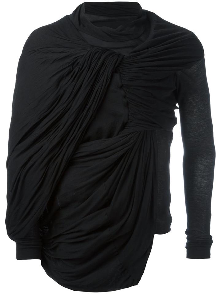 Rick Owens Draped Top, Men's, Size: Xs, Black, Cotton