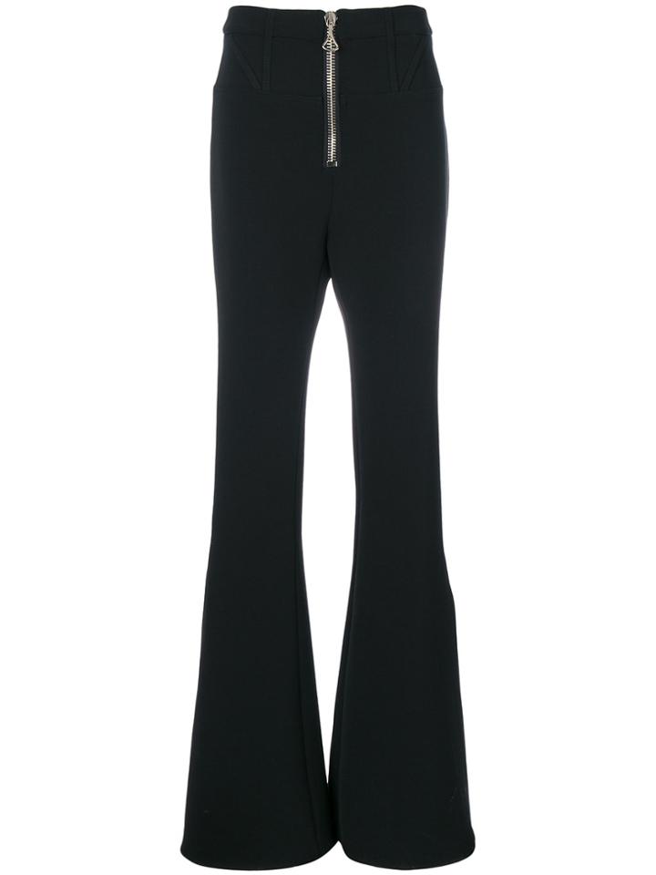 Ellery Exposed Zip Flared Trousers - Black