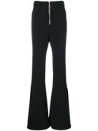 Ellery Exposed Zip Flared Trousers - Black