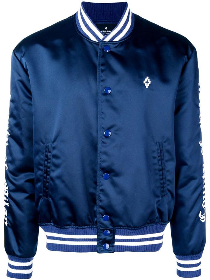 Marcelo Burlon County Of Milan Logo Embroidered Bomber Jacket - Blue