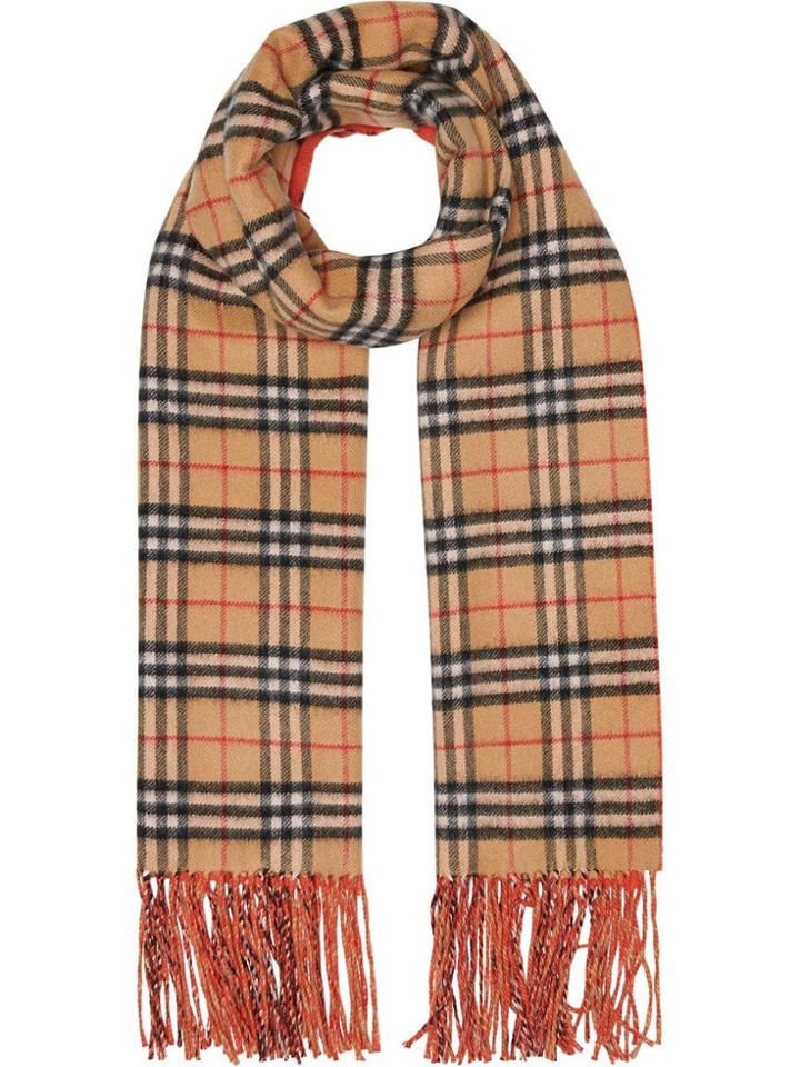 Burberry Colour Block Vintage Check Scarf - Orange