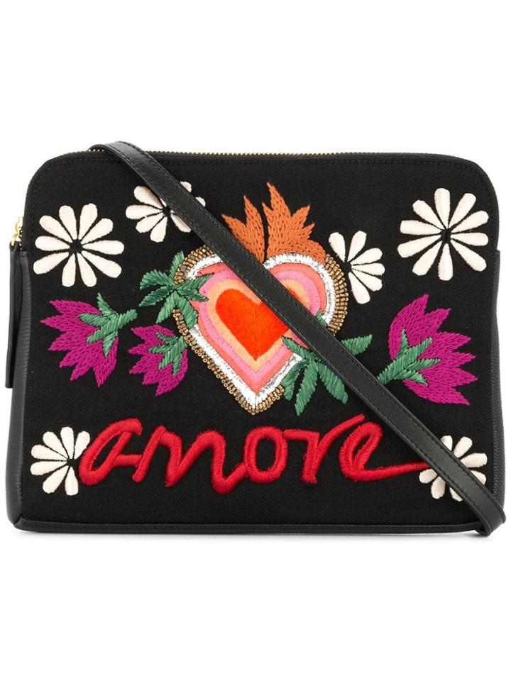Lizzie Fortunato Jewels Amore Embroidery Shoulder Bag - Black