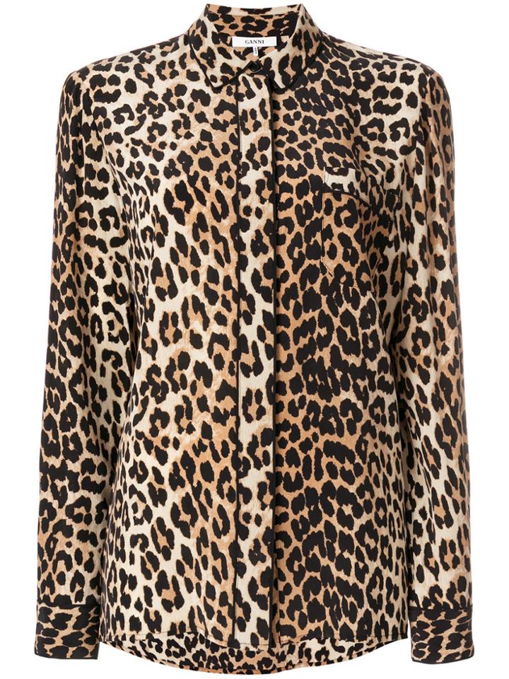 Ganni Leopard Print Shirt - Brown