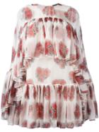 Alexander Mcqueen Poppy Print Cape Dress, Women's, Size: 38, White, Silk