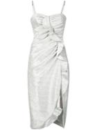 Jonathan Simkhai Metallic Plisse Lame Ruffle Dress - Silver