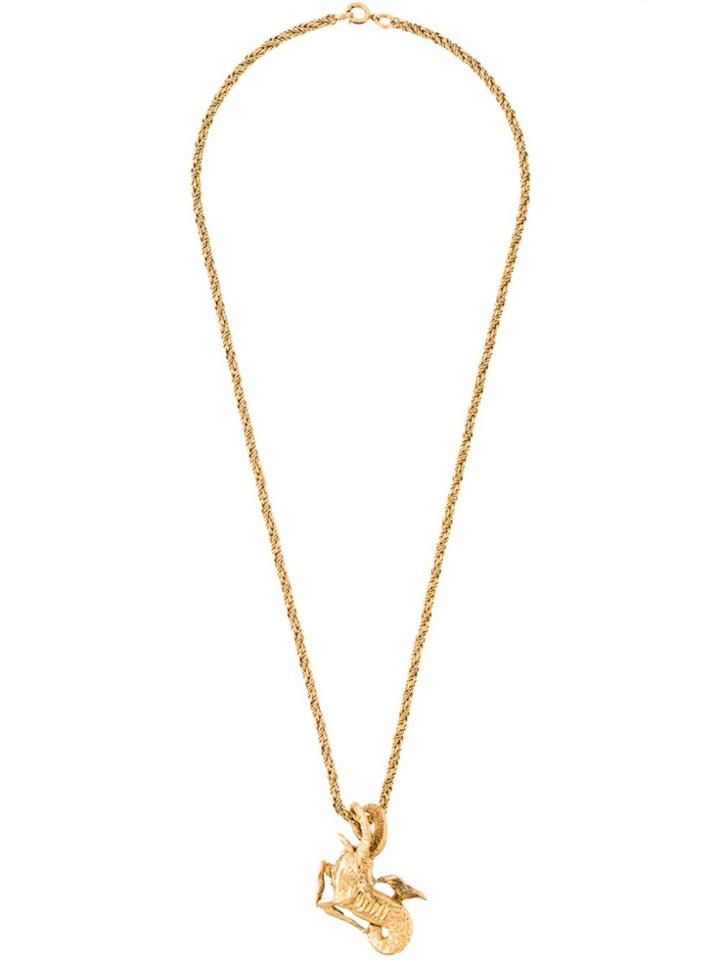 Chanel Vintage Ram Pendant Necklace - Metallic