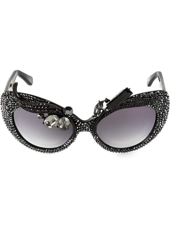 A-morir - Embellished Cats-eye Sunglasses - Unisex - Acetate/crystal - One Size, Grey, Acetate/crystal