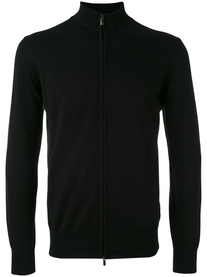 Canali Zip Up Cardigan - Black