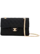 Chanel Vintage Quilted Cc Double Flap Bag - Black