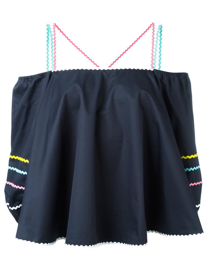 Off-shoulder Top - Women - Cotton - M, Blue, Cotton, Anna October