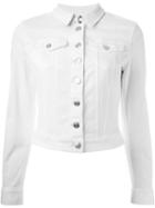 Burberry Brit Denim Cropped Jacket, Women's, Size: Large, White, Cotton/polyester/spandex/elastane