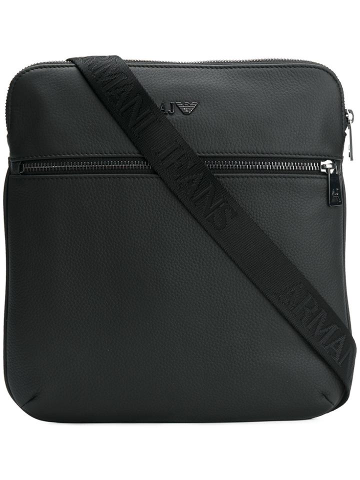 Armani Jeans Monogram Messenger Bag - Black