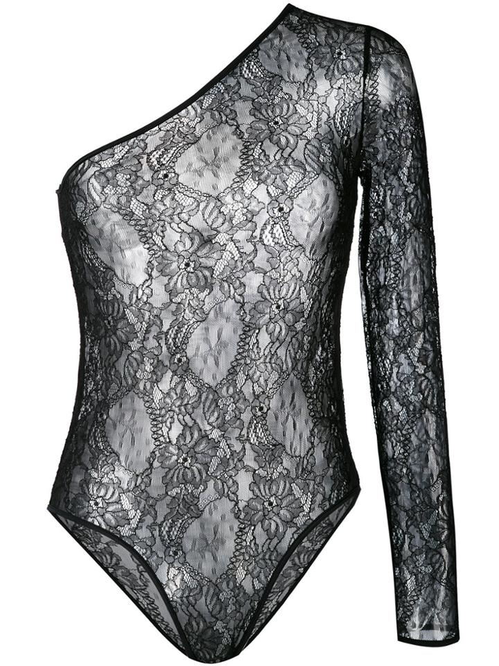 Msgm One Shoulder Lace Body - Black