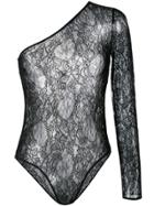Msgm One Shoulder Lace Body - Black