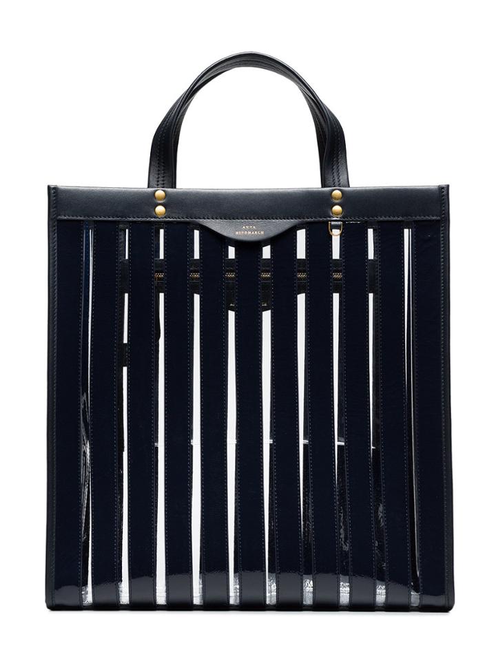 Anya Hindmarch Marine Blue Striped Vinyl Tote