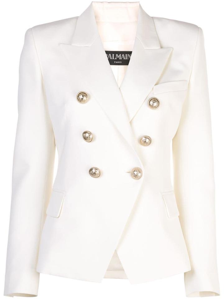 Balmain Peaked Lapel Blazer Jacket - White